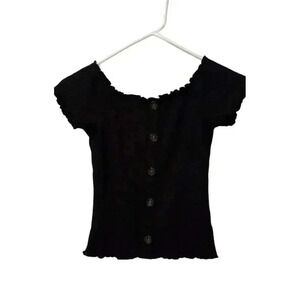 Black Pullover Ladies/Juniors Shirt, Stretch, Size Small